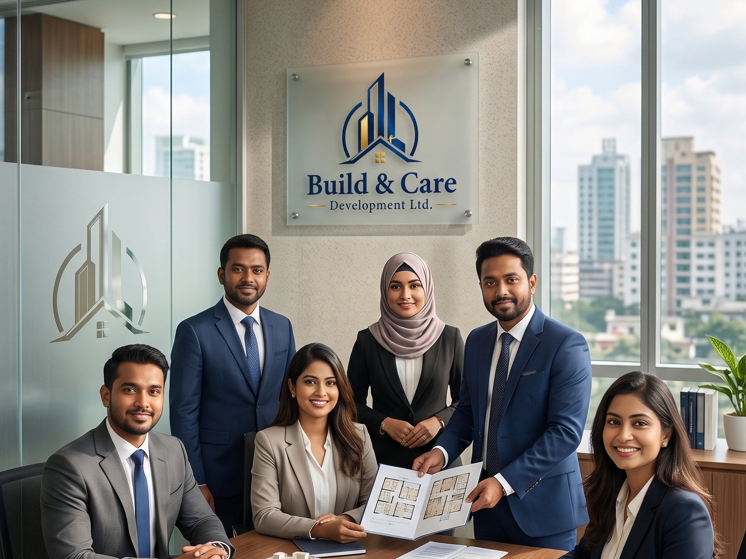 The engineering and project team of Build & Care Development Ltd. at their head office in Nikunj, Dhaka