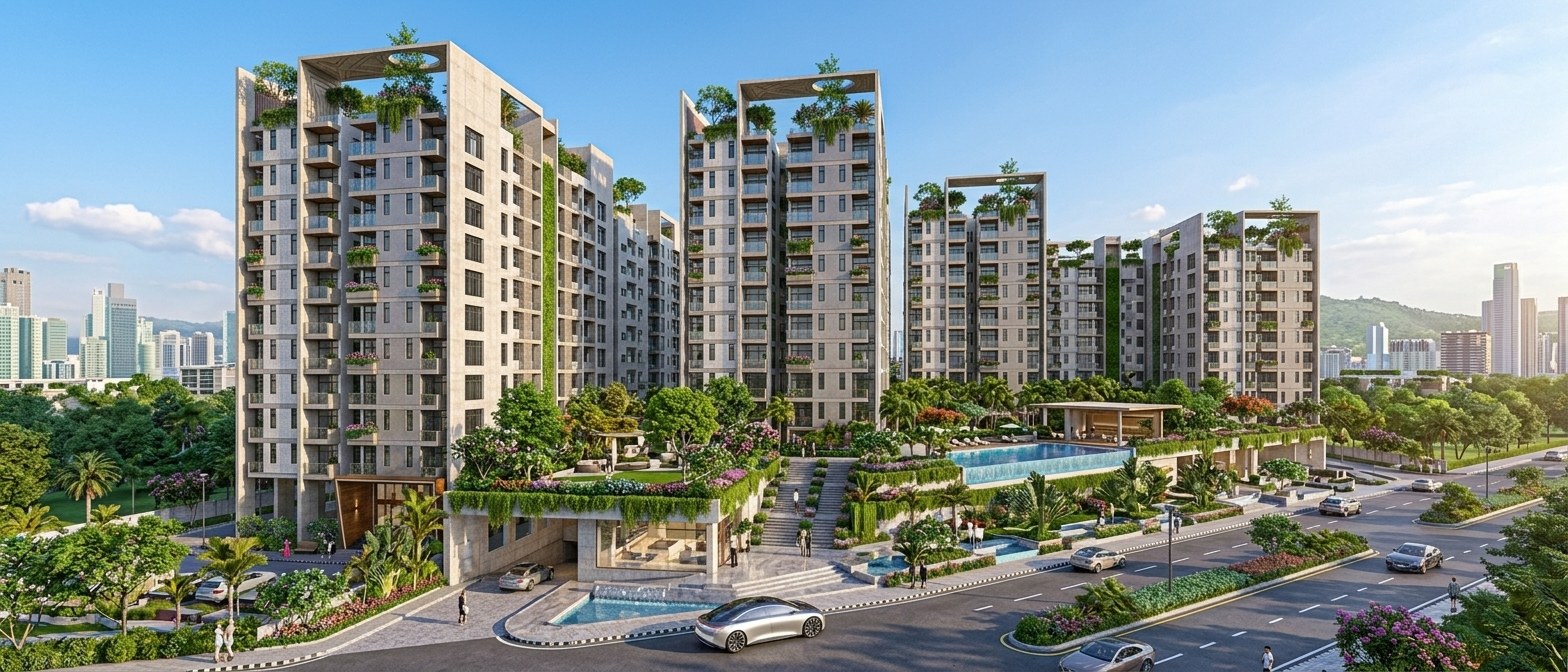 Aerial view of a residential tower development delivered by Build & Care Development Ltd. in Dhaka, Bangladesh